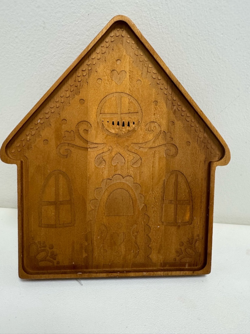 Wooden House-Shaped Decorative Tray - Brown